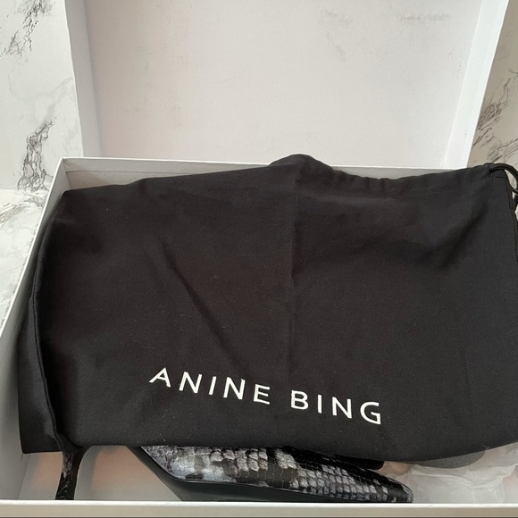 Anine Bing Ava Boots Cloudy Blue Python 36 6 kitten heel pointed toe - Picture 2 of 10